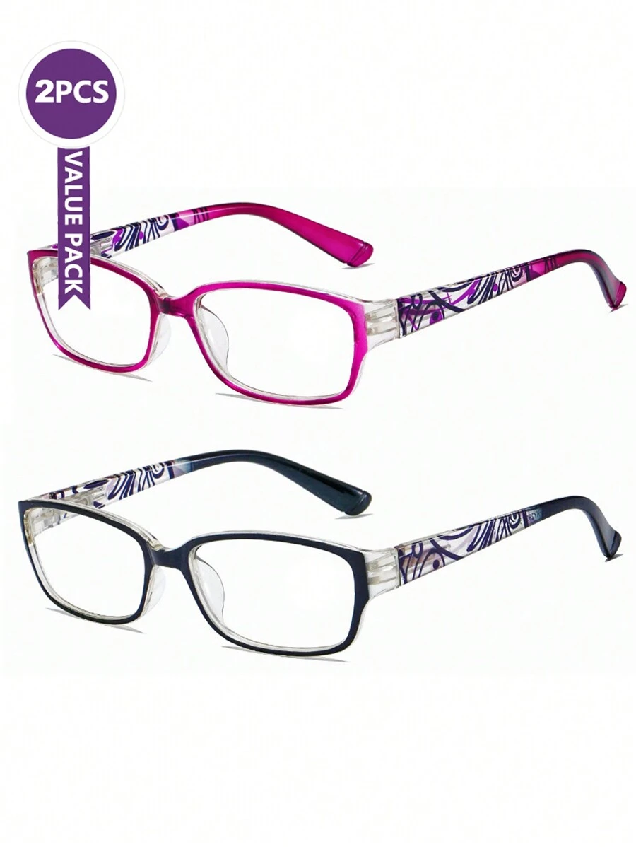 2Pairs Classic Elegant Anti Blue Light Reading Glasses For Women Men Unixes - Casual Presbyopic Readers,Rectangular Frame,Durable Frame,Daily Magnifying Eyeglasses With Spring Hinges,Fashion Printed Design,Best For Office Computer Reading,Anti Glare And Comfortable Accessories,+1.0 To +4.0,Nice Christmas New Year Gifts
