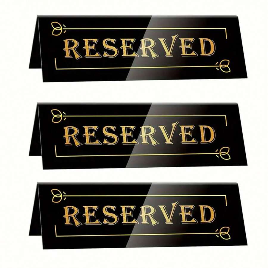 1pc/3pcs Reserved Table Signs, Acrylic Guest Reservation Table Tents Sign, Waterproof Double-Sided Reserved Seat Signs, Reserve Signs For Wedding Birthday Party Restaurants Meeting Chair