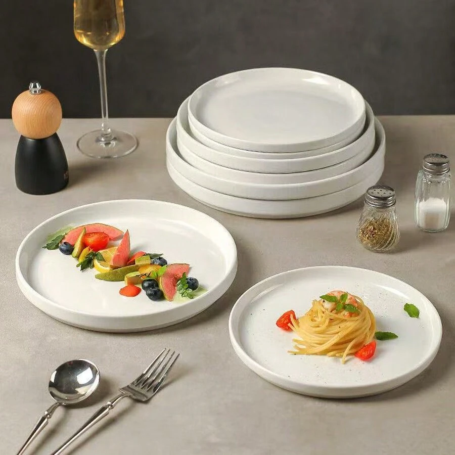 Kawashima Beef Steak Plate, White Ceramic Lightweight Luxury Tableware, Home Dinner Plate, Pasta Dish, Breakfast Plate