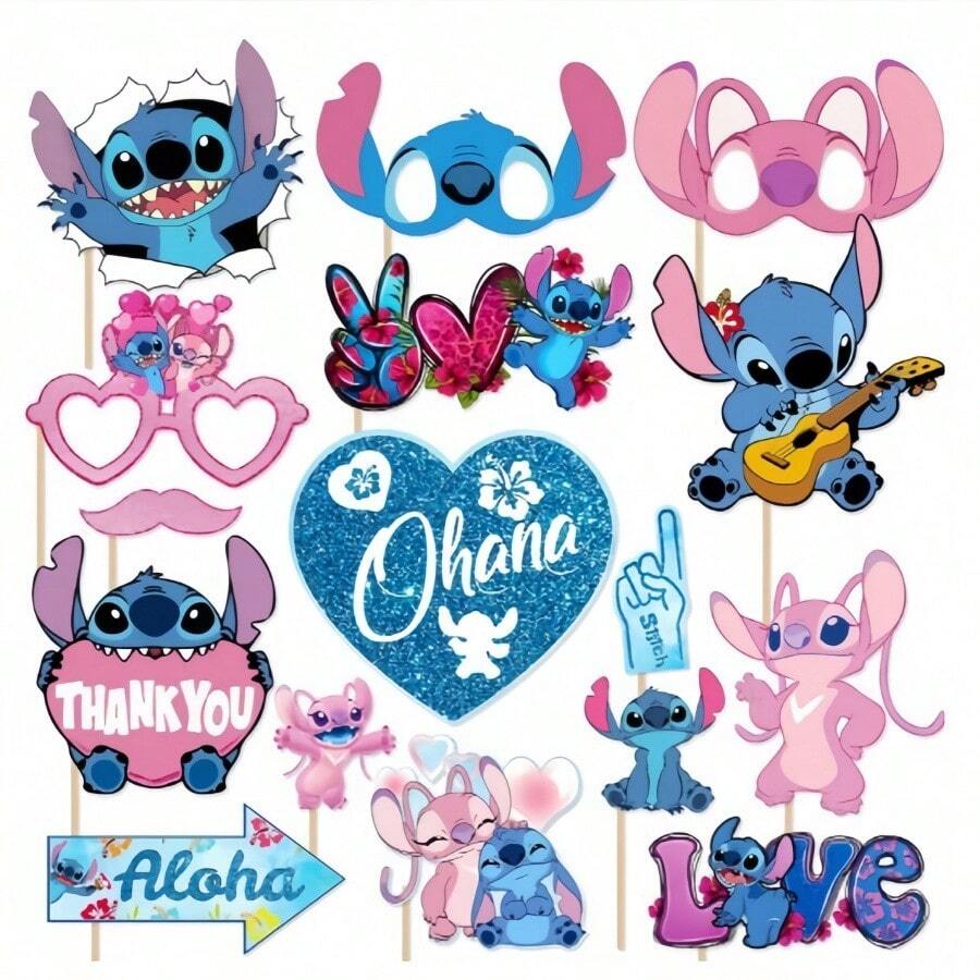 Disney 16/22/25 piezas, decoraciones de tema de dibujos animados de Disney para decorar pasteles de cumpleaños, tarjetas, suministros para fiestas, adornos, decoraciones de Frozen, decoraciones de cumpleaños > adornos para decorar pasteles, insertos para jarrones de la fiesta de Stitch, decoración de mesa de fiesta