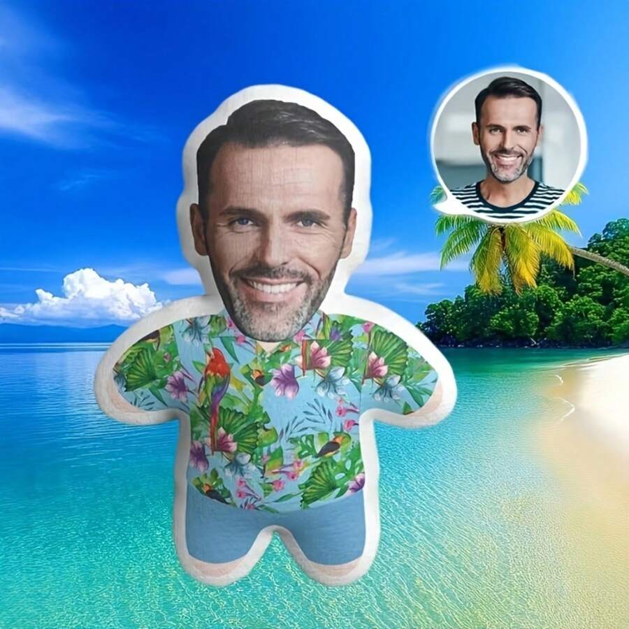 1pc Customized Photo Plush Cushion/Pillow - Soft PP Cotton Filled, Double-Sided Printing, Hawaiian Shirt Design, Beautiful Holiday Or Anniversary Gift For Parents Or Partner, Unique Home Decor, Hand Washable.