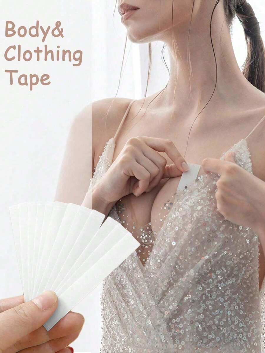 72pcs/Pack Dress Non-Slip Double-Sided Tape, Shirt Collar Invisible Tie Clothing Tape, Gentle On Skin And Fabric, Suitable For Clothing, Travel, Sports, Outdoor, Waist Band