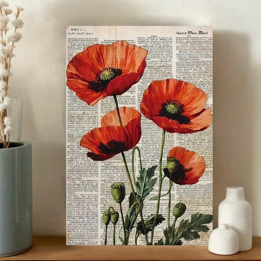Vintage Floral Canvas Art Print - Wall Decor For Living Room, Bedroom, Office, And Kitchen
