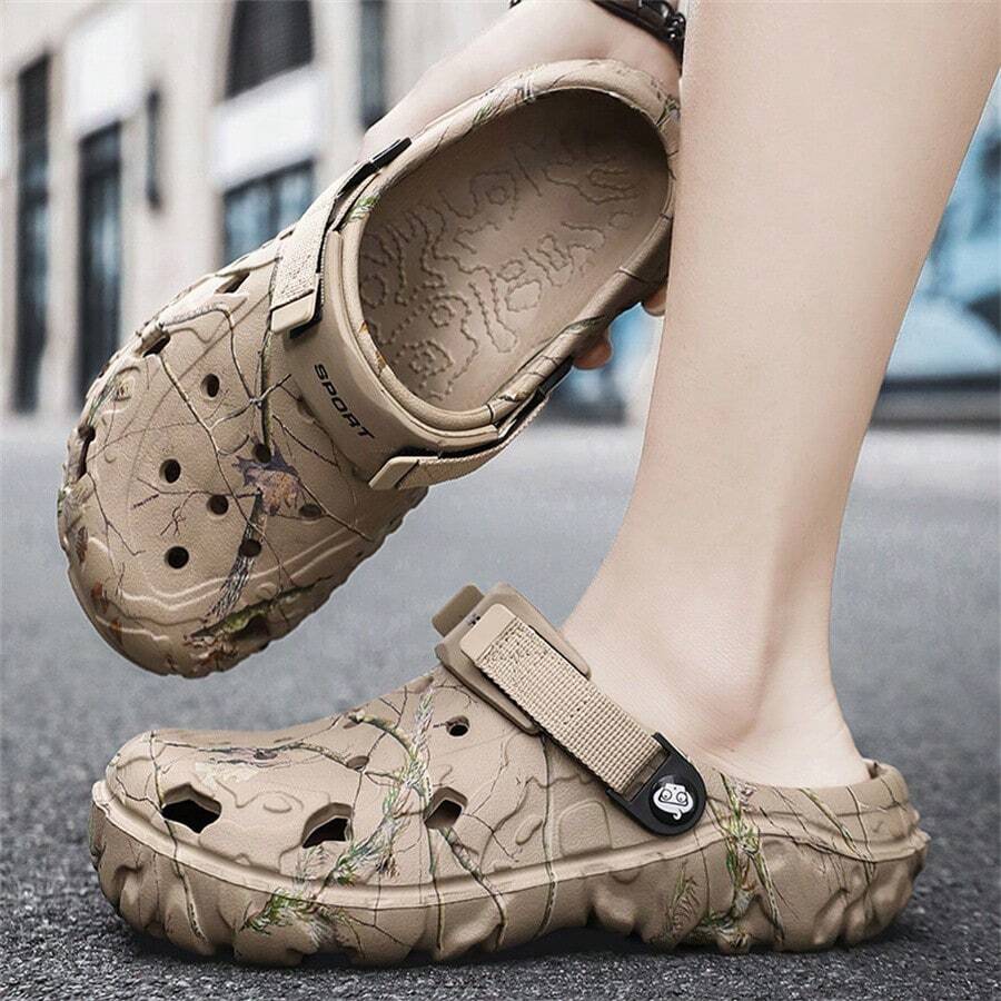 Men's Hollow Slip-On Sandals, Summer Non-Slip Wear-Resistant Anti-Odor Slide Sandals For Outdoor, Beach, Sports