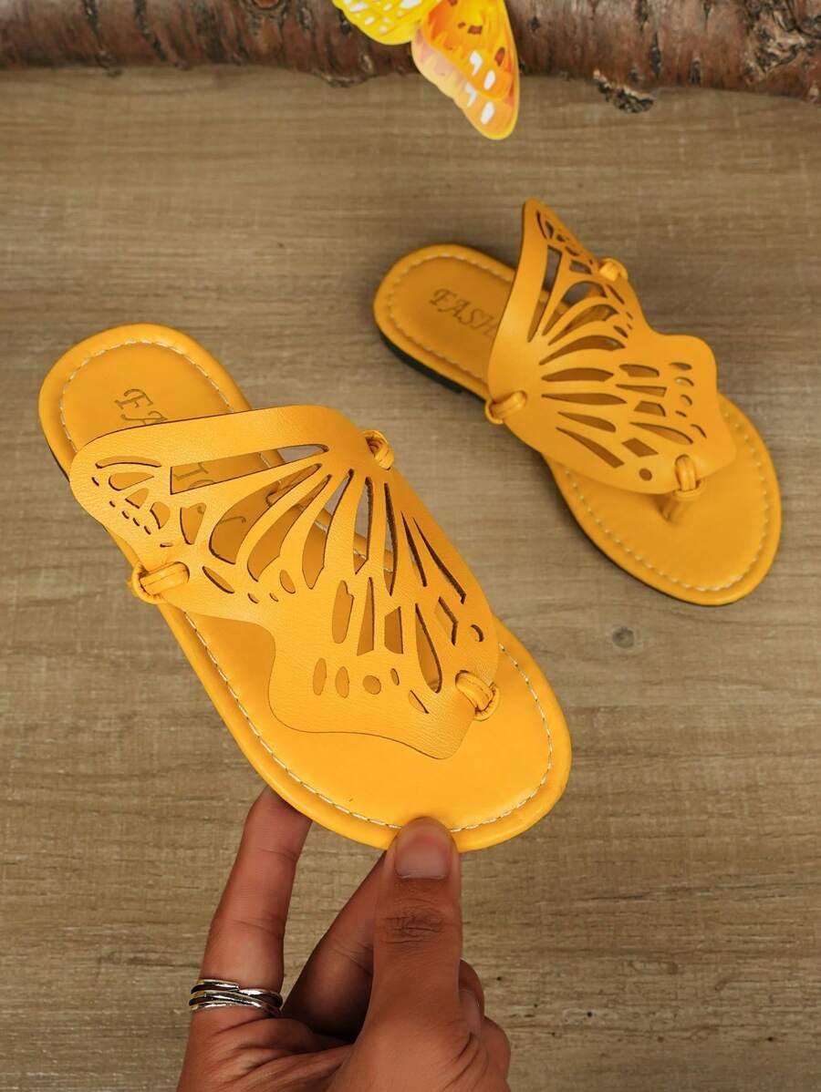 Kids Fashion Casual Outdoor Symmetric Butterfly Soft Bottom Non-Slip Slippers Children Spring Summer Beach Sandals