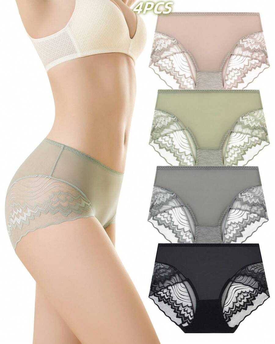 Chouchounel Chouchounel Lot de 4 culottes en dentelle pour femme Multicolore