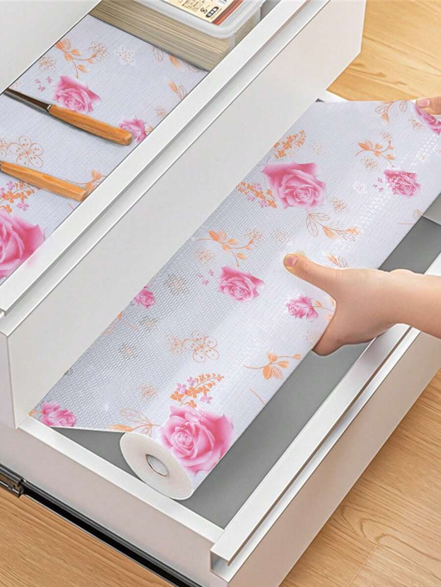 1 pieza Forro para estantes, no adhesivo, revestimiento de cajones, impermeable y resistente al aceite, revestimiento para gabinetes de cocina, para encimeras de cocina, mesas de comedor, estantes de zapatos, forros de plástico EVA para refrigeradores, estantes de despensa, protector de estantes. Día de San Valentín
