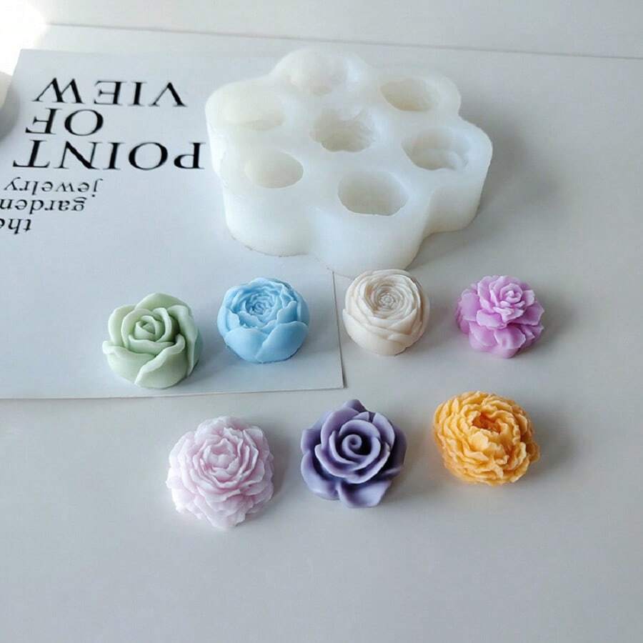 Matrițe din silicon 3D pentru lumânări cu aromă de trandafir și bujor, matrițe din ipsos DIY pentru flori mici