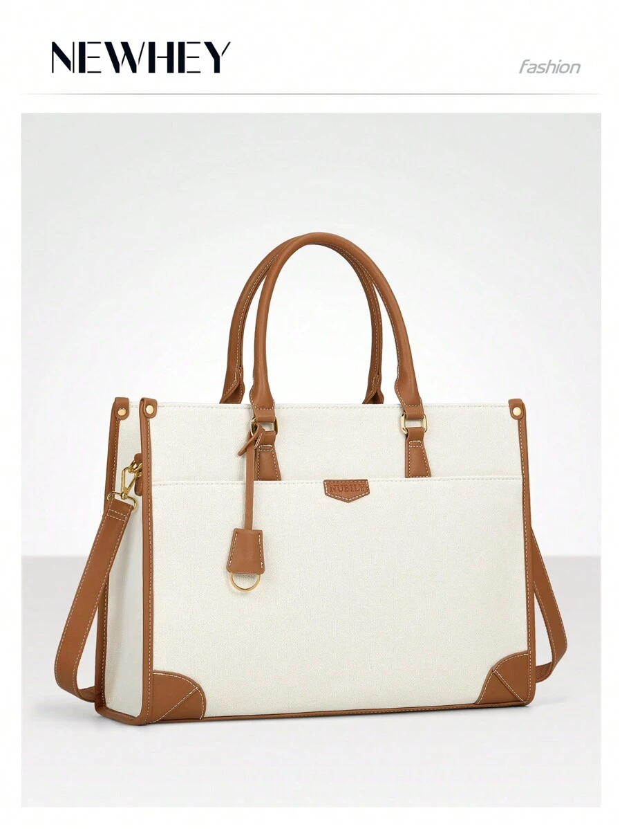 NEWHEY Laptop Bag For Women 15.6 Inch Laptop Tote Bag Waterproof Canvas Work Bag Lightweight Laptop Briefcase Professional Women Business Office Bag Travel Handbag Shoulder Bag