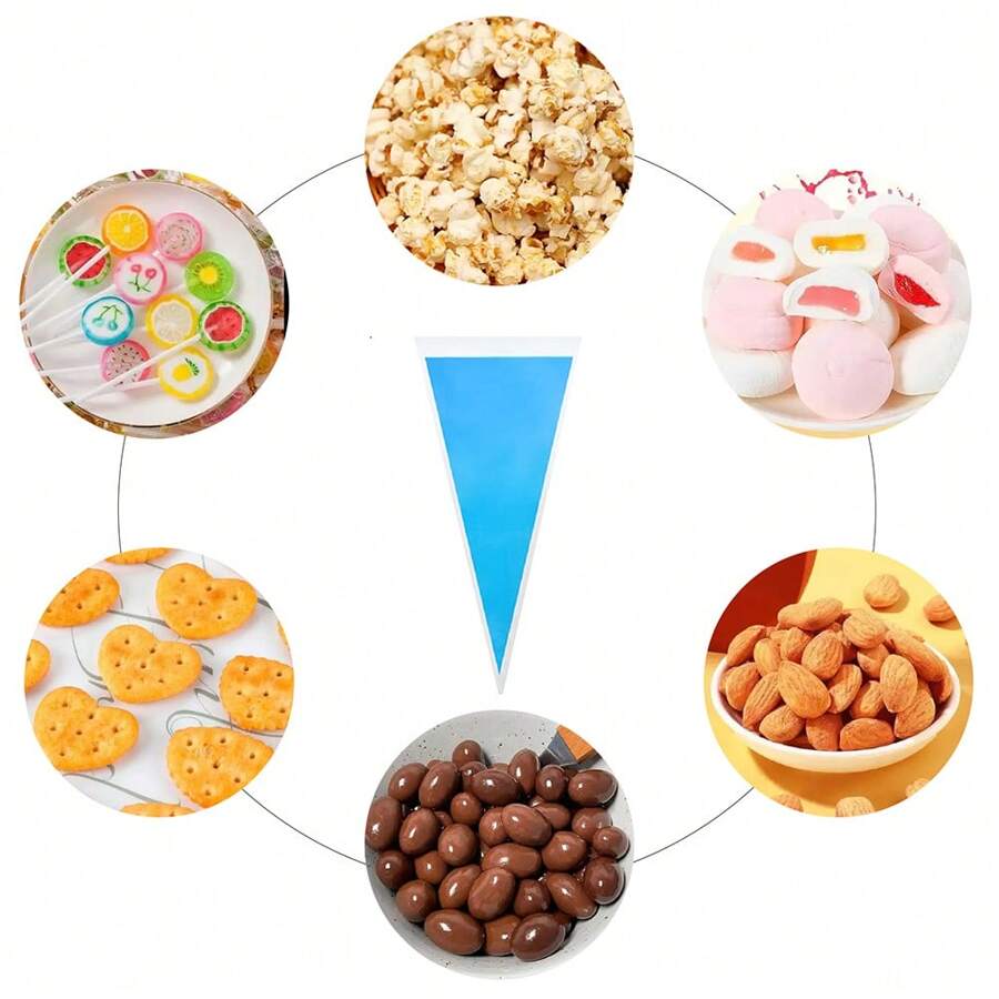 120 pièces Sacs en cellophane triangulaires 18 x 37 cm, sacs pour cookies, sacs pour bonbons cadeaux, sacs de couleur unie