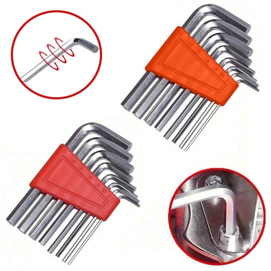 8 Pieces Allen Wrench Set - Metric And Imperial Sizes, L-Shaped Tools For Easy Pocket Carrying - Perfect For Outdoor Recreation/Bike Screw Camera And More