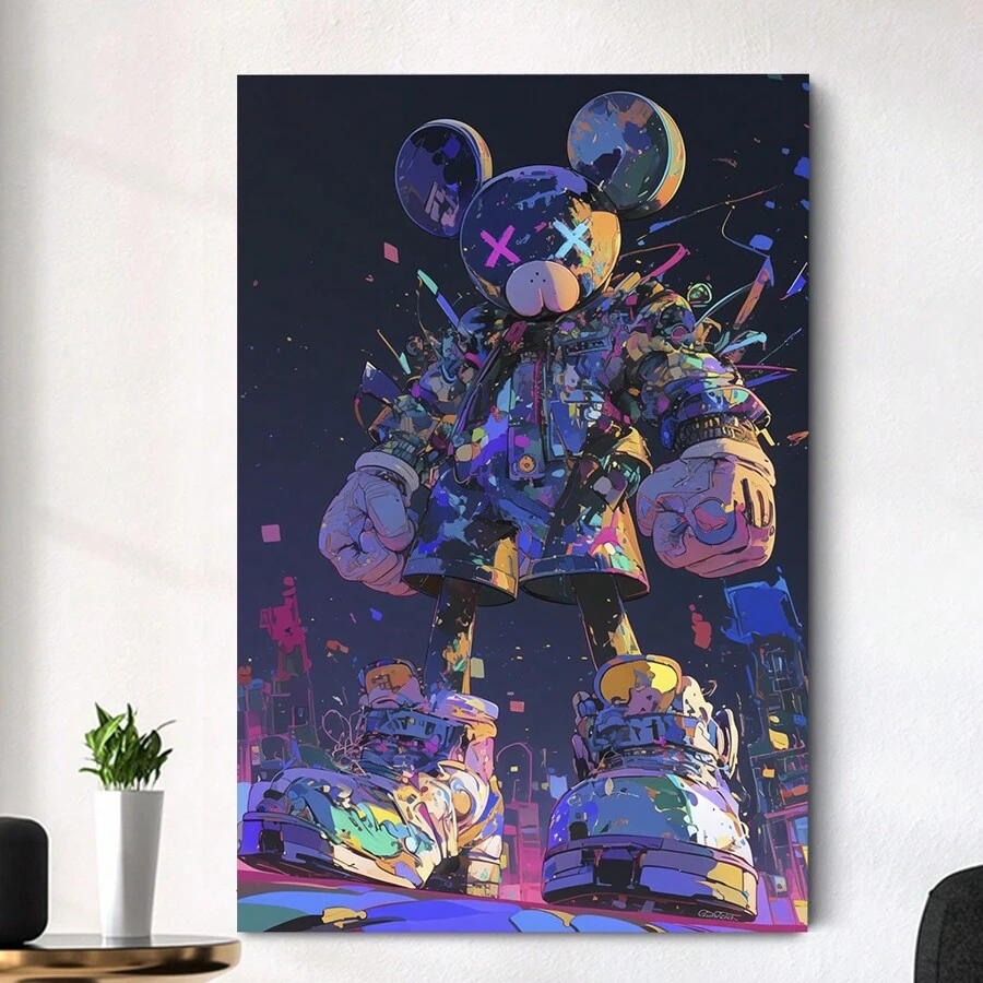 Lienzo con estilo de graffiti de moda KAW, decoración de pared de arte callejero personalizado de hip hop, adecuado para dormitorio, cocina, comedor, sala de estar, oficina y otras decoraciones de pared del hogar