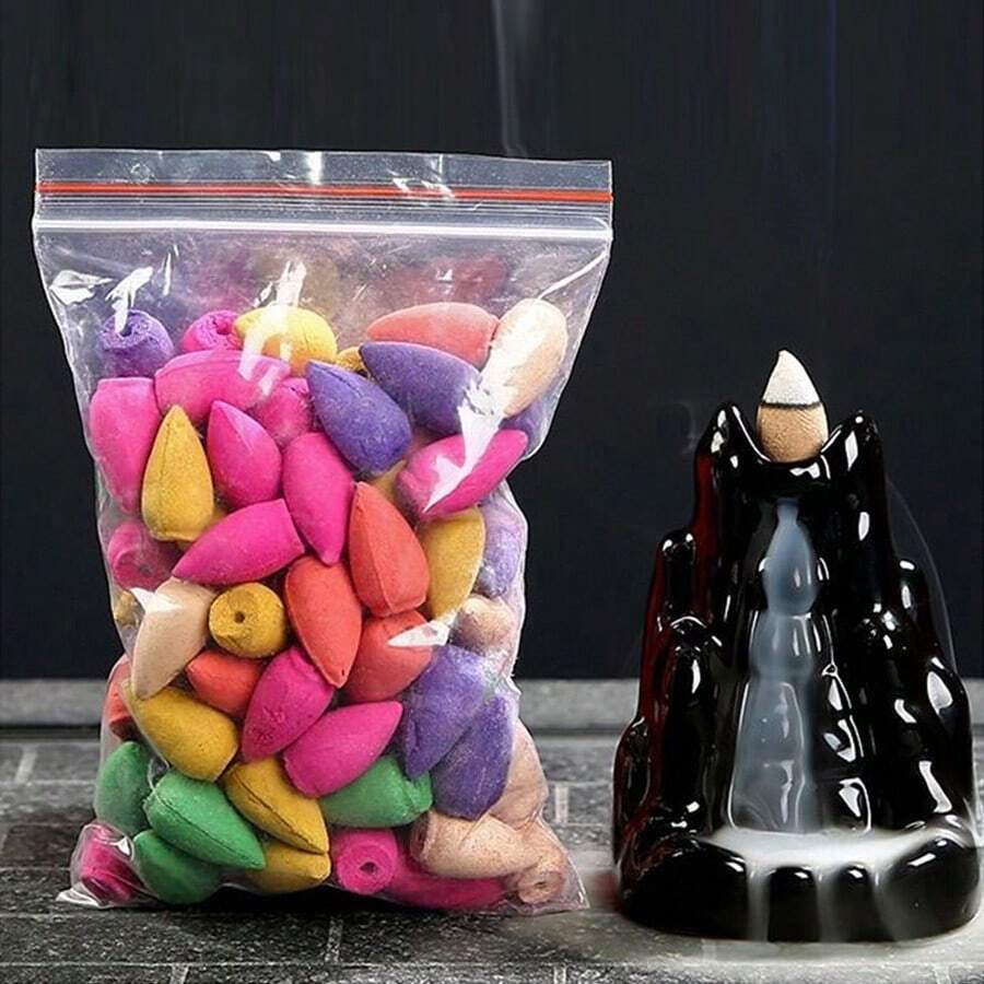 600Pcs Backflow Incense Natural Fragrant Indoor Use For Deodorization & Air Purification, Variety Of Scent: Sandalwood, Agarwood, Rose, Wormwood, Lavender, Great For Bathroom, Anti-Mosquito & Soothing Sleep, Yoga & Meditation, Party Decoration