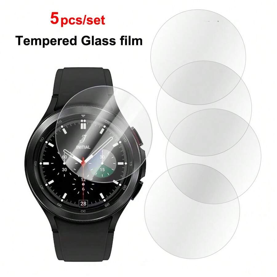5 Stücke/Set Hochschutz Displayschutzfolie kompatibel mit Samsung Watch 4/5/6/7 HD gehärtetes Glas Film für 40mm 42mm 43mm 44mm 46mm 47mm
