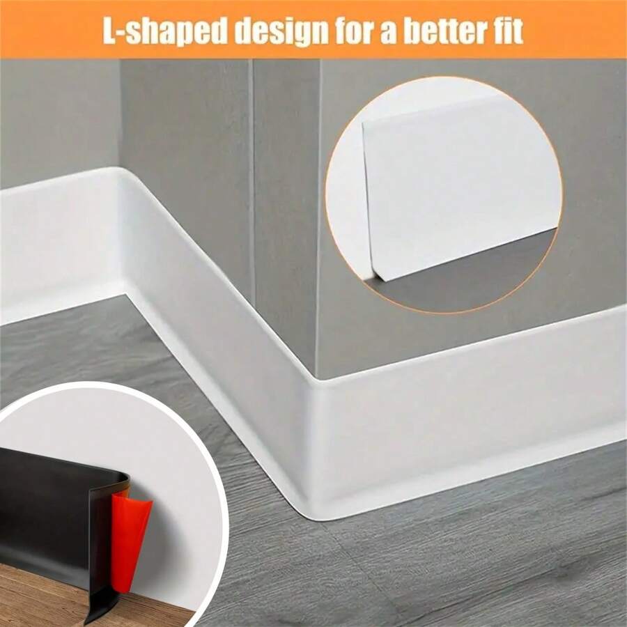 1pc 1m/2m Long 10cm Wide Flexible Baseboard Made Of Soft PVC Kickboard Line, Plastic Floor Skirting Line, Waterproof Self-Adhesive, Decorative Component