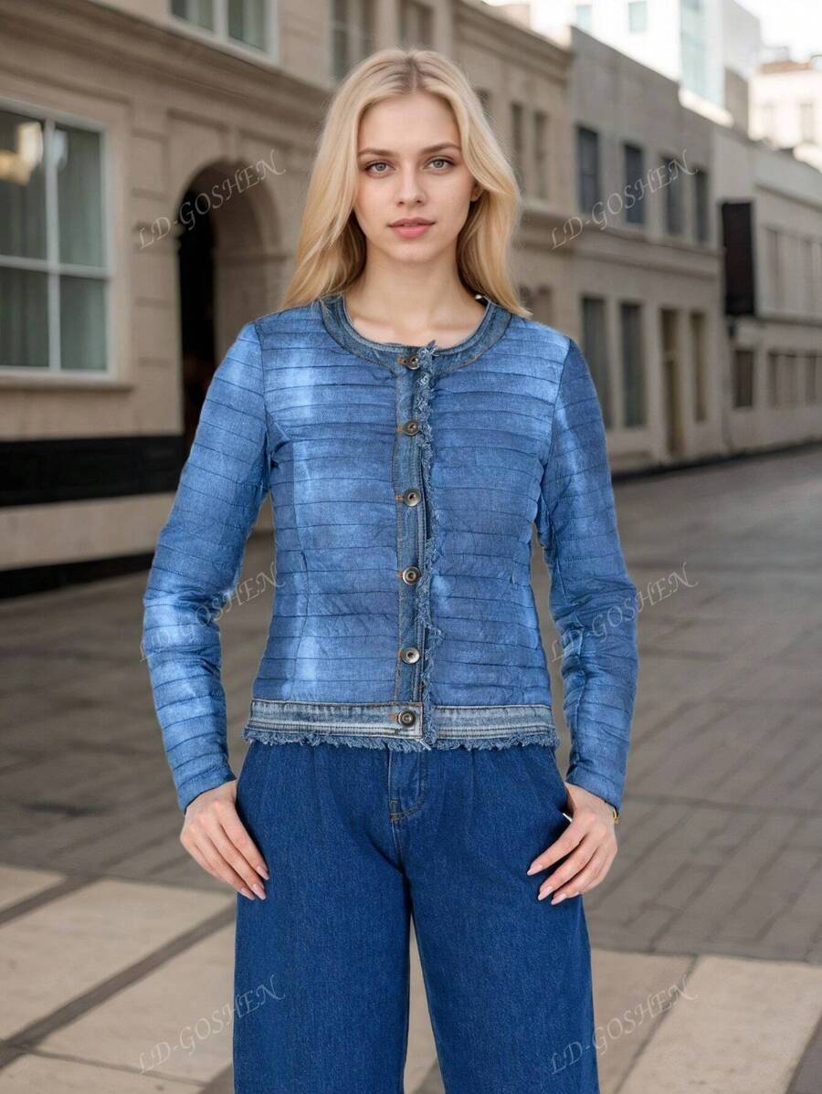 Giacca imbottita di taglia oversize per donna, leggera, simile a un cardigan in stile cowboy, per l'autunno e l'inverno
