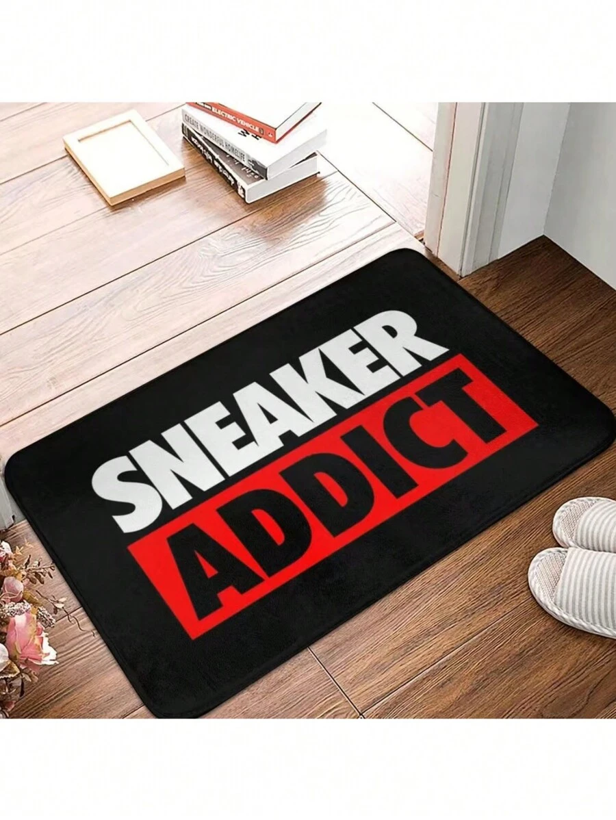 1pc Flannel Floor Mat, Letter Patterned Carpet, New Year Gift, Vibrant Colors, Versatile Fashionable Home Decor Carpet, Washable Kitchen/Winter Floor Rug