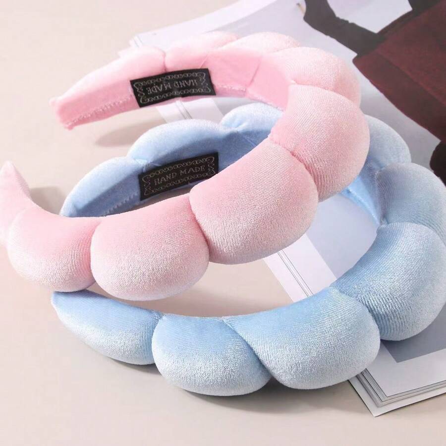1pc Cloud Shaped Velvet Marshmallow Braided Headband, Wide Edge Hair Accessory For Face Washing, Bathing, Makeup, SPA, Exercise, Hair Styling, Hairband, Hair Hoop Headbands