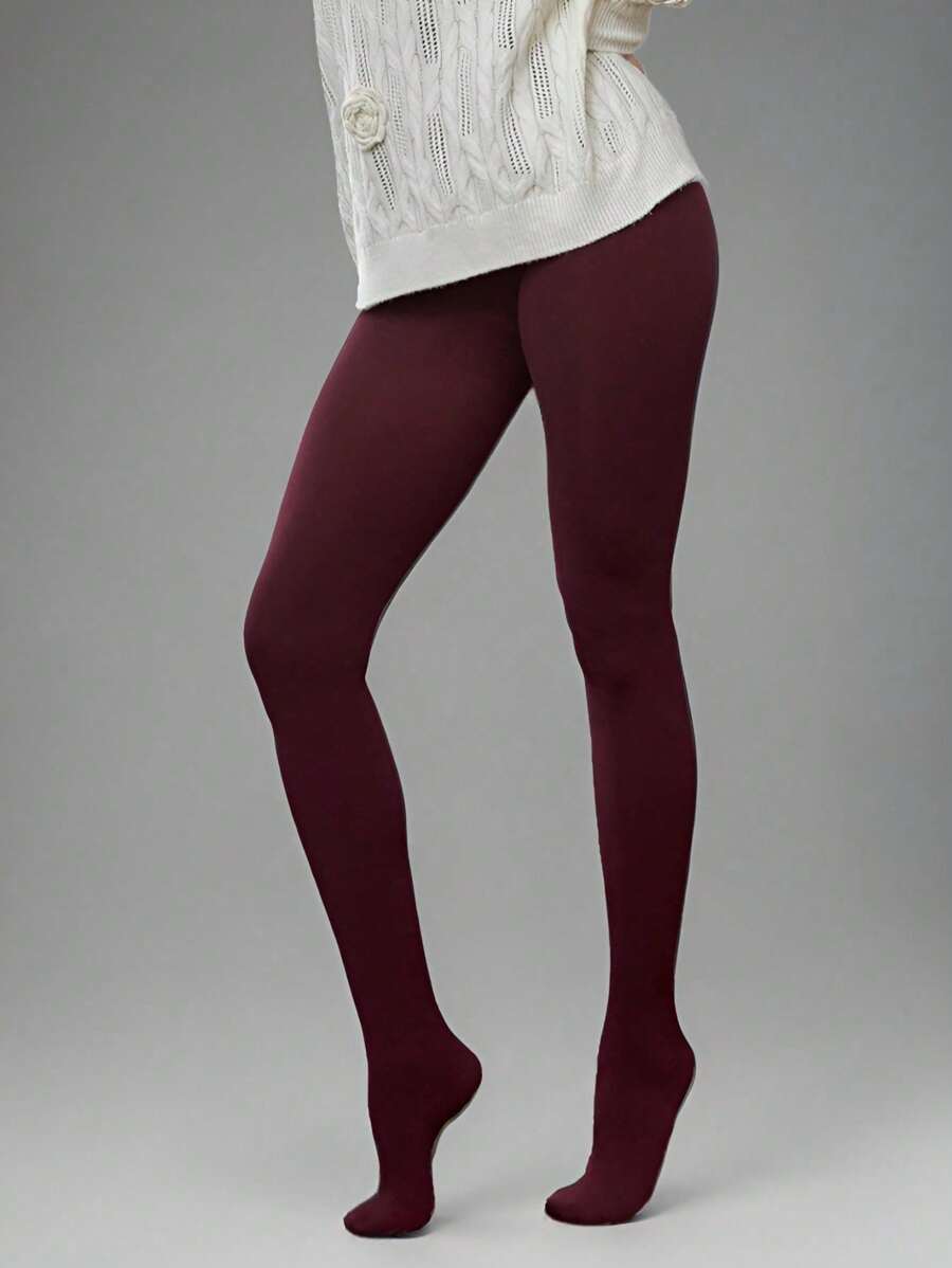1pc Women's Soft & Comfortable Velvet Tights, Sheer & Warm, Slimming Leggings For Casual Everyday Wear
