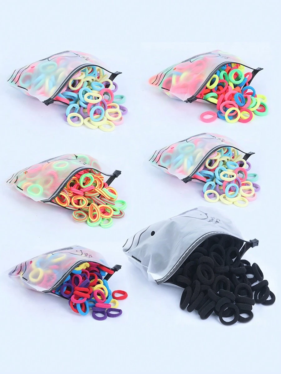 100 piezas Lazos de cabello de nailon de colores, Coleteros elásticos, Adecuados para todas las estaciones