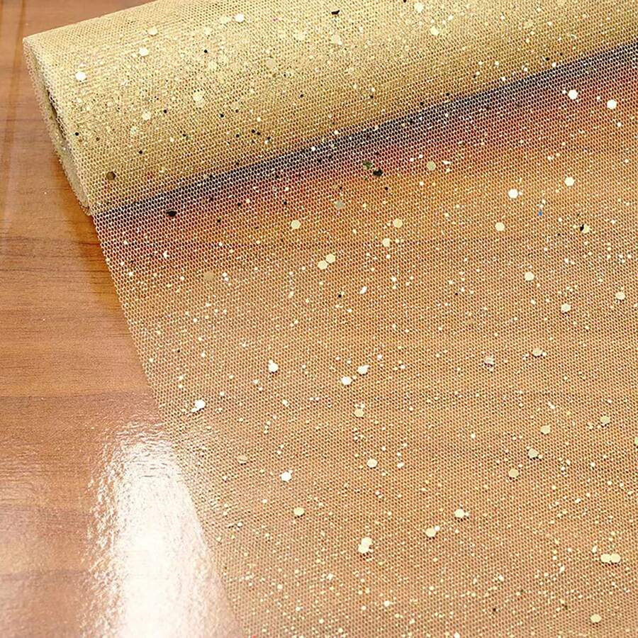1 pièce Chemin de table à pois brillant, chemin de table de bureau étincelant doré, nappe de table de salle à manger, de table de café maison, style minimaliste pour mariage extérieur, fête d'hôtel, peut être découpé sur mesure
