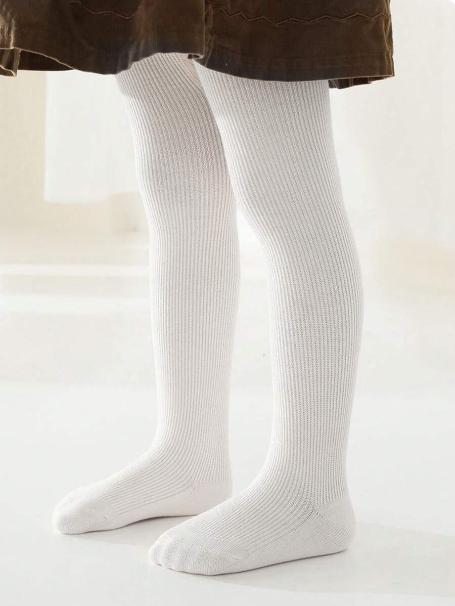 1 Pair Of Pantyhose, Solid Color Series Fall/Winter Pantyhose Girls' Leggings Plus Fleece Thickened Baby Tights For Warmth.