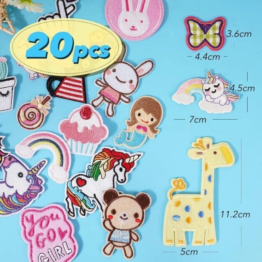Patch thermocollant 20 pièces, patch thermocollant lapin pour enfants, patch à coudre licorne, pour vêtements enfants et adultes, chapeaux, jeans