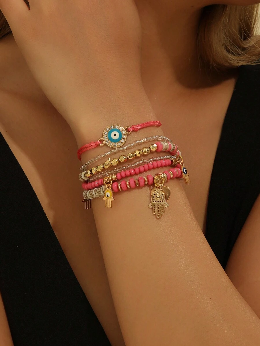 6pcs/Set Bohemian Style Vintage Bracelet Set, Women Fashion Elegant Jewelry Bracelet, Perfect Gift For Her