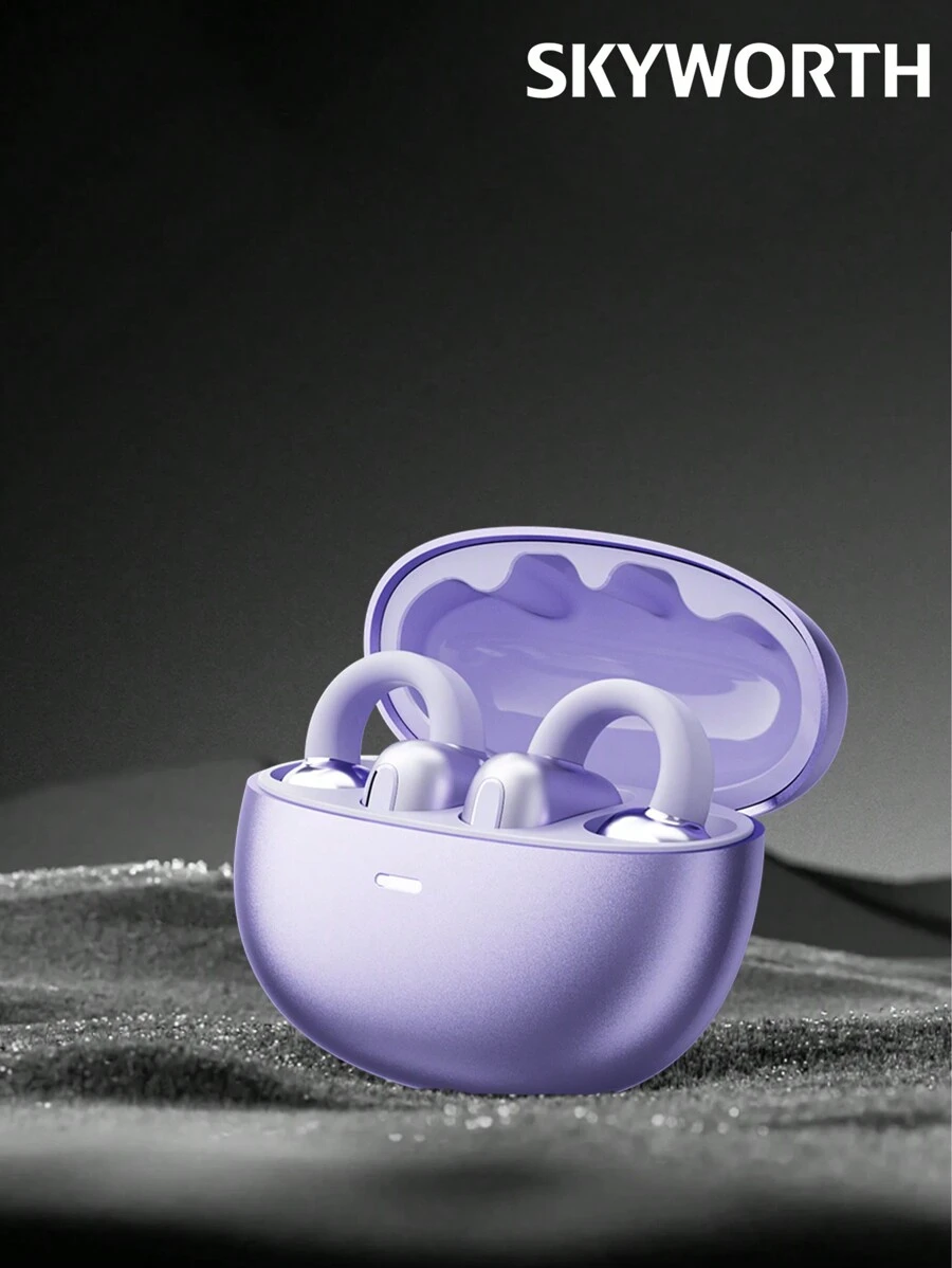 SKYWORTH Auriculares Bluetooth SKYWORTH STB006, auriculares con gancho para la oreja con cancelación inteligente de ruido, sonido estéreo sin pérdidas, llamadas de voz de alta definición con micrófono, larga duración de la batería, baja latencia, diseño compacto y portátil, cómodo diseño de oído abierto, auriculares inalámbricos