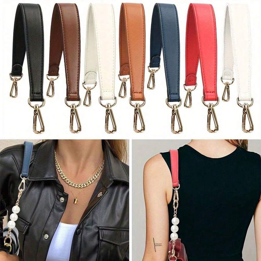 NYXIA 1 szt. Pasek do torby skórzanej Uchwyty do torebki Krótki pasek do torby Pasek do torebki Złota klamra Wymienny pasek do torby Z obrotowymi zapięciami Materiały do robienia torebek DIY Zima