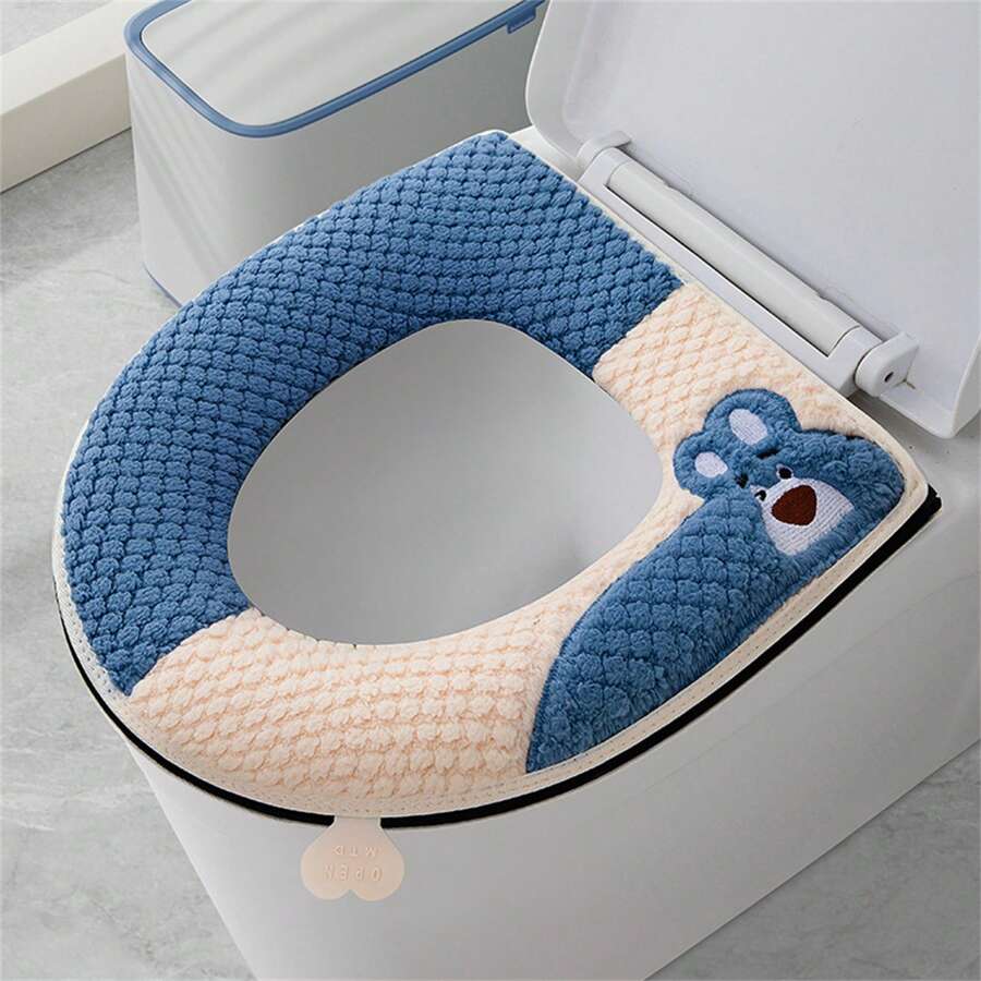 Upgrade Your Comfort: 1pc Toilet Seat Cover Pads Washable Toilet Seat Warmer With Handle And Zipper – Cozy Bathroom Accessories Every Home Needs Bathroom Decor