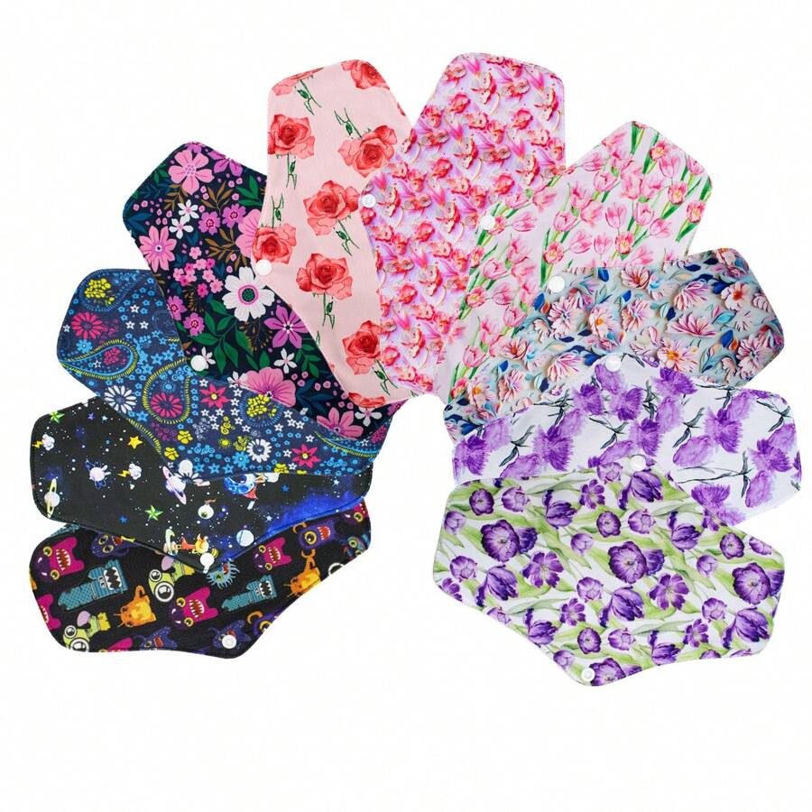 Set de 5 almohadillas sanitarias reutilizables y lavables, forros panty, almohadillas menstruales reutilizables de carbón de bambú para incontinencia, color aleatorio