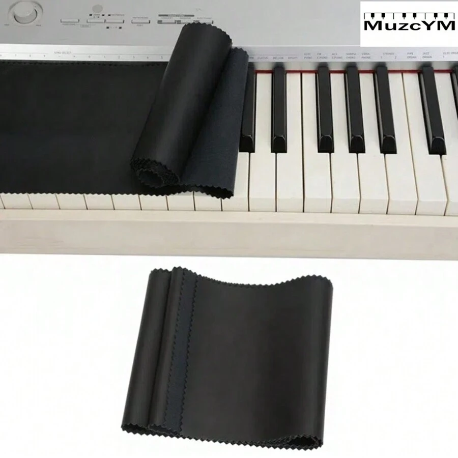 125 * 15,5 cm / 49,2 * 6,1 Zoll PU Leder schwarz Klaviatur Staubschutz für 88 Tasten Klaviere / Flügel / E-Klaviere, Schutzabdeckung für Klaviertasten