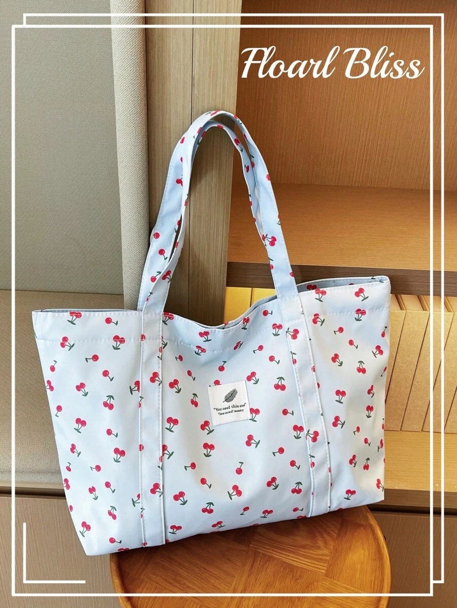 Bolsa de tela estampada, ideal para vacaciones, ocio, compras, bolso de hombro, bolsa de compras, viajes a corta distancia, bolso de viaje grande de hombro, nueva bolsa de verano, bolsa de viaje para mamá, estilo artístico de bolsa escolar y mochila para mujeres o estudiantes, perfecta para libros, compras, regreso a la escuela y talla grande