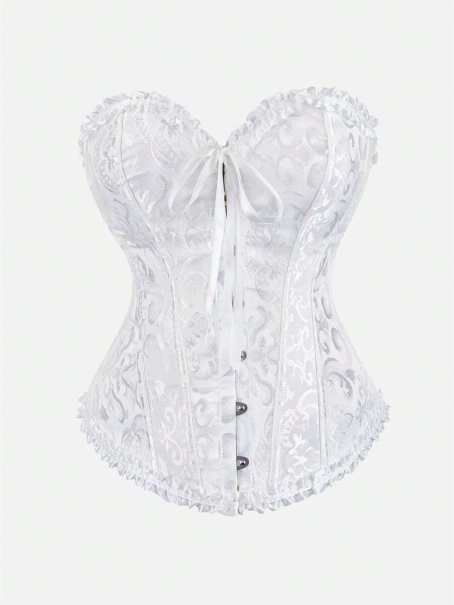 Tops de modelador de talla grande para mujer, con estilo de corsé y diseño jacquard vintage, con sostén incorporado, tops bandeau sexys para fiestas, Halloween, festivales