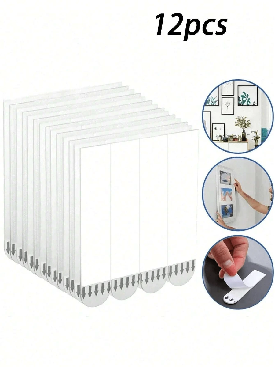 12pcs Punch-Free Tape Strips Self Adhesive ,With Super Strong Double Sided Hook & Loop Installation Tape, Picture Frame Fixed Poster Wall Hook Decorate Fixing,Nail-Free Sticky Tape For Wall Art, Wall Double Sided Tape,Frame Traceless Self Adhesive Tape,Punch-Free Adhesive Strips For Wall Decor & Mounting, Wall Protection - Easy Peel Mounting Strips For DIY Crafts