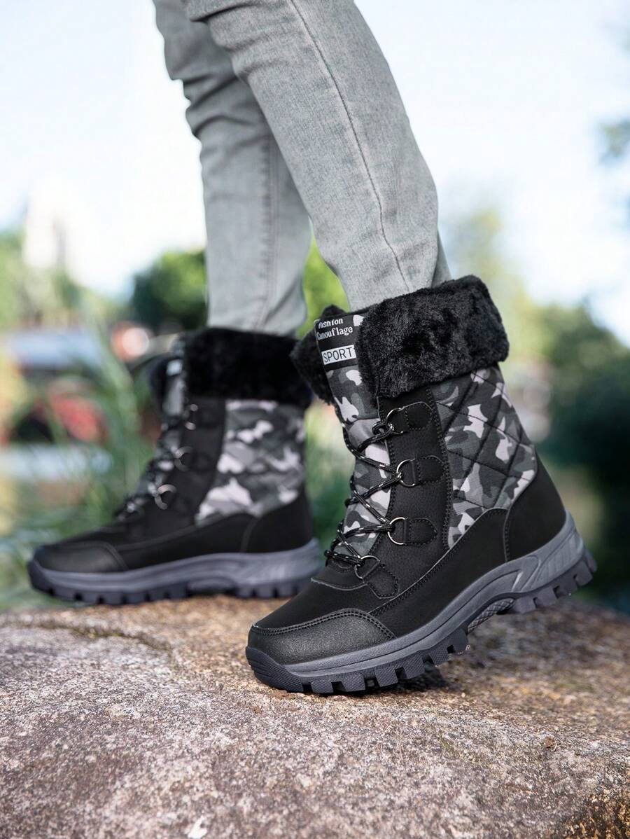 Botas con forro polar antideslizantes para invierno, botas gruesas con camuflaje, botas militares de entrenamiento, botas de nieve para mujer, botas deportivas y de viaje unisex, botas tácticas militares, botas negras, botas de trabajo, botas de senderismo para hombre