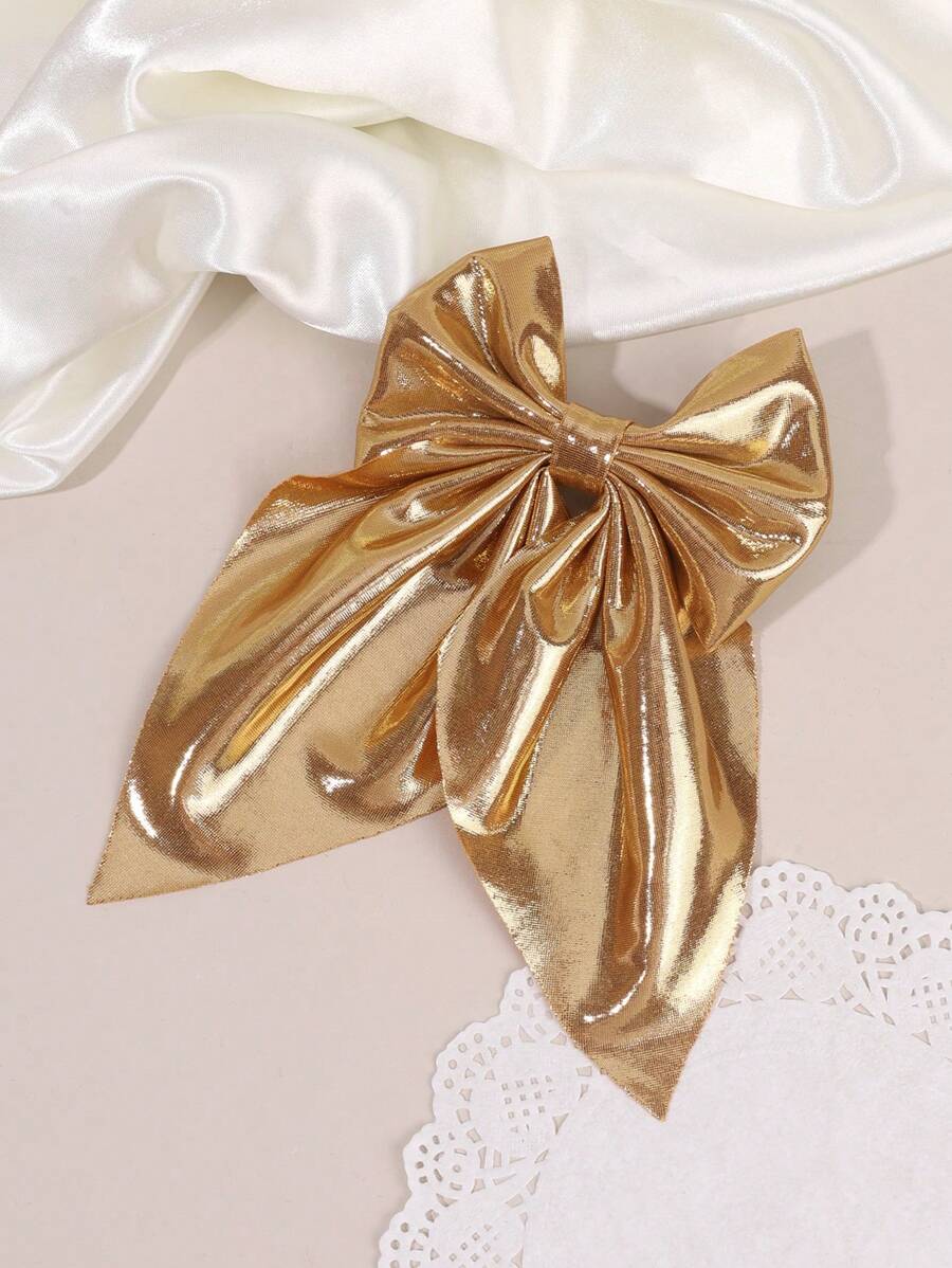 1pc Casual Bow Hair Clips For Girls Solid Color Hair Bow Clips With Large Tail Versatile Alligator Barrettes Daily Hair Accessories