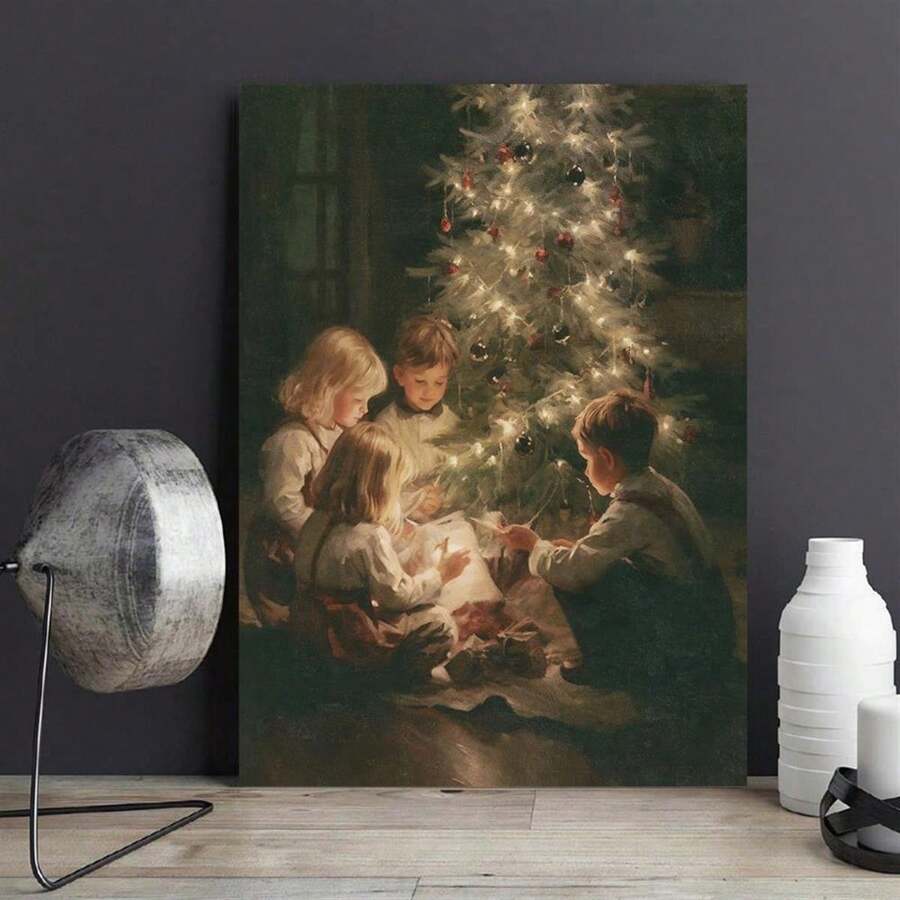 1 Pc Vintage Tree Canvas Art Print Wooden Framed Canvas Painting Thickness 2.25cm/0.9inch High Quality Wall Art Prints Poster Direct Hanging Wall Picture Decor For Home Gifts, Gift, Decoration,Living Room, Bathroom, Bedroom, Kitche