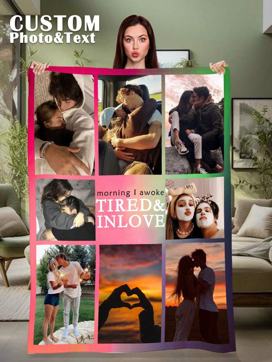 1pc Customized Photo Blanket , Personalized Photo Blanket , Personalized Photo Memory Blanket, Blanket Use For Bedding/Sofa/Indoor/Outdoor, Customized Christmas Gifts ,Friend Gift, Children Gift ,Family Gift, Birthday Gifts, Wedding Gifts, Gift For Friend, Gift For Her,Gift For Girlfriend, Gift For Mom/Dad
