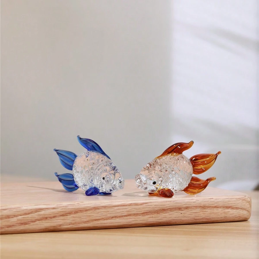1 pieza Figurita de pez de cristal dorado - Austicioso y Bendecido, Adecuado para decoración del hogar, escritorio de oficina, regalo de Año Nuevo, regalo del Día de San Valentín, regalo festivo
