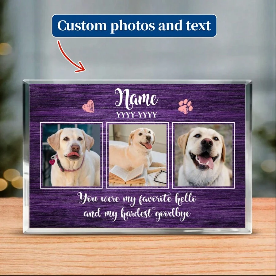 Personalised Pet Memorial Gifts, Custom Dog Loss Acrylic Photo Block, Dog Death Sympathy Gifts, Pet Remembrance Gift(Four Color Patterns)