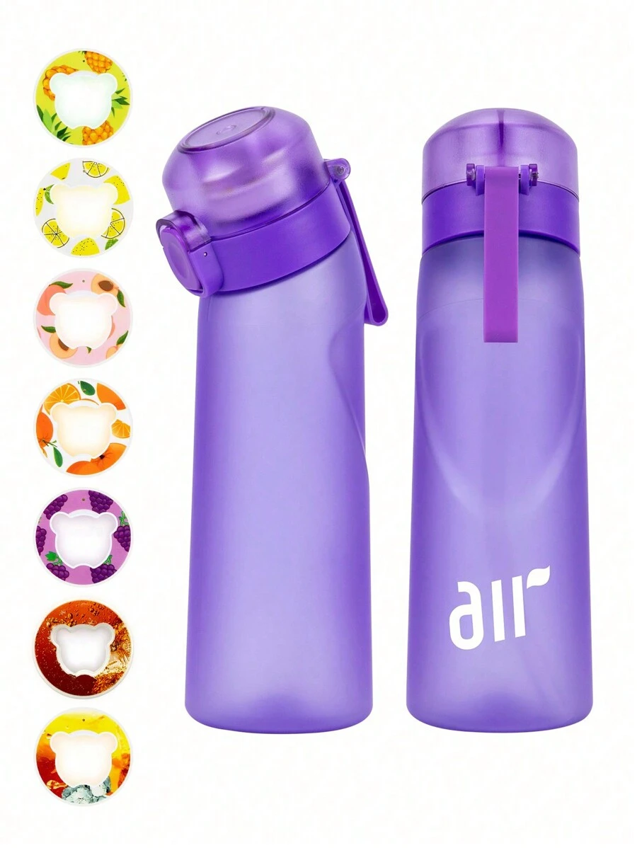 1 pieza Botella de agua con sabor, set inicial de botellas, botella de bebida con 1 cápsula de sabor aleatorio adecuada para gimnasios, escuelas, botella de agua con sabor, para exteriores, campamento