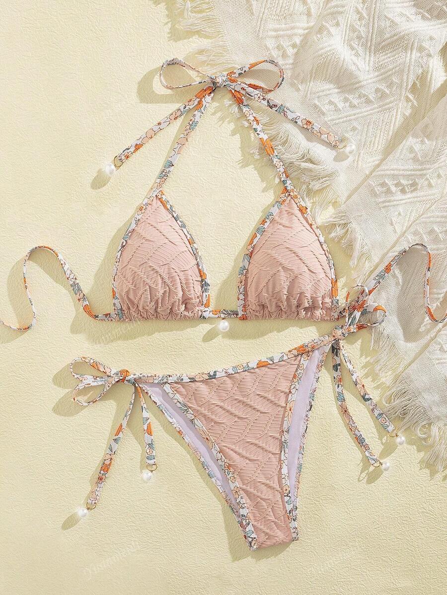 European & American Fashion Spring Bikini Set, Special Fabric Swimwear, For Summer Beach Vacation