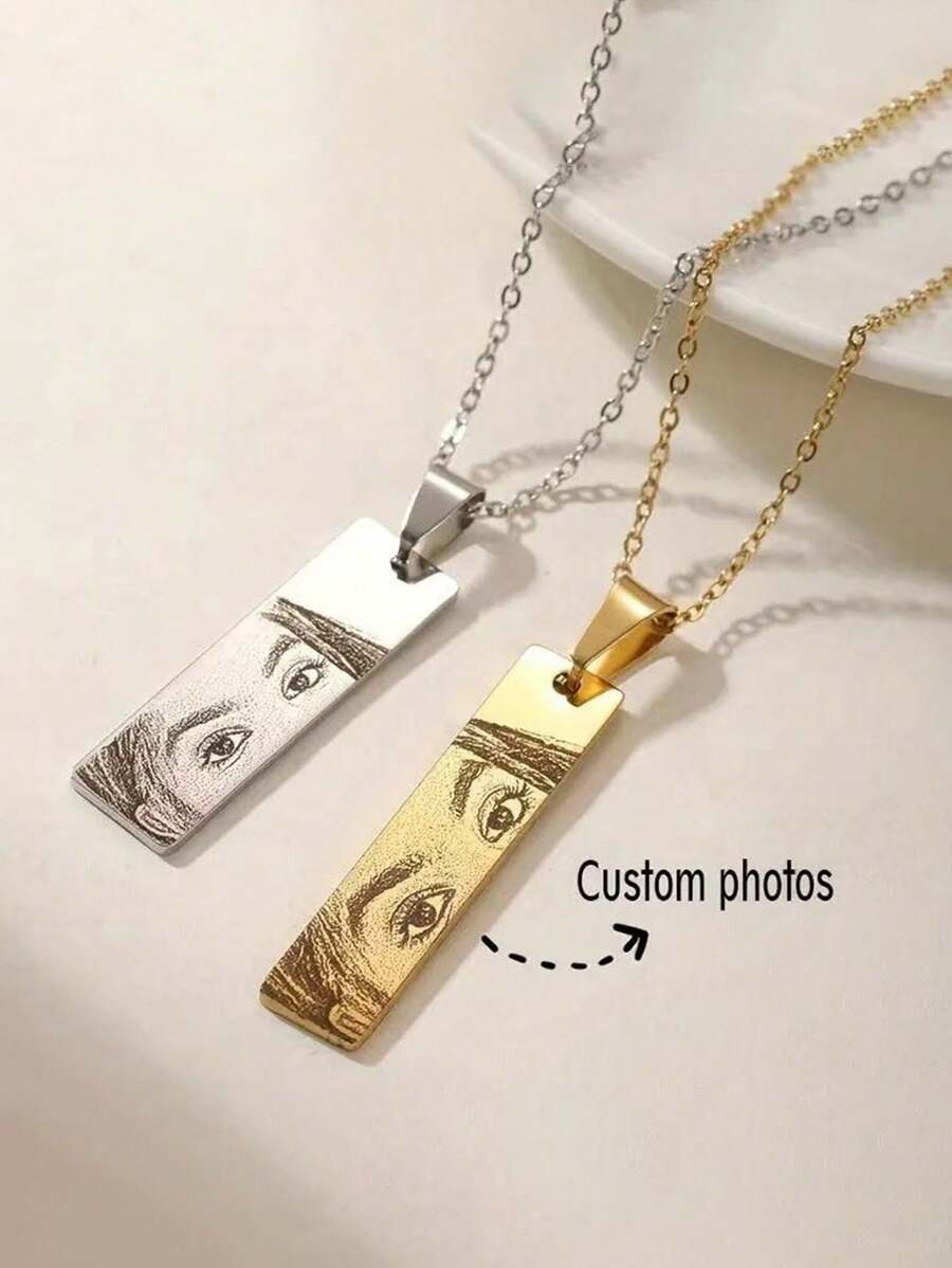 1 pieza Collar personalizado con foto de acero inoxidable, joyería personalizada con diseño único de ojo humano, regalo de aniversario perfecto para novio, regalo ideal para parejas