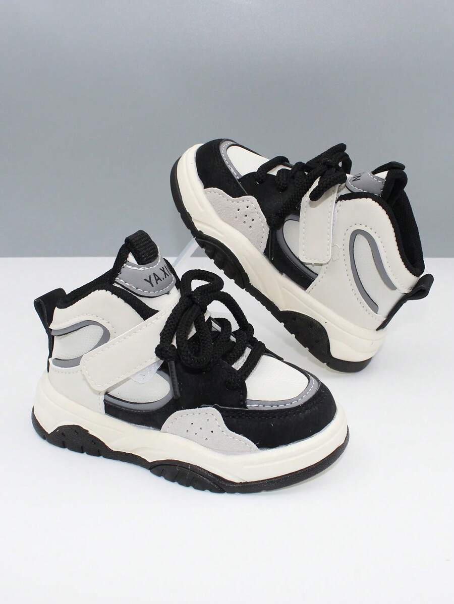 1 Pair Boys Colorblock Casual High-Top Fashion Sports Sneakers