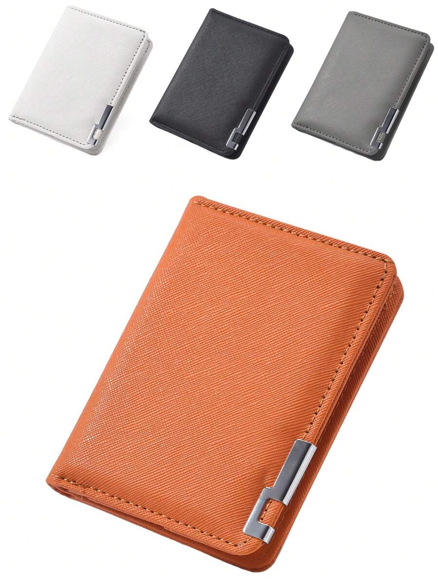 1pc Men's Short Wallet Iron Edge Men's Multi Card Slot Wallet Card Bag Credit Card Clip Double Fold Wallet Large Capacity Multi-Card Slots, Business Casual Style, Birthday Gift, Graduation Gift, Father's Day Gift