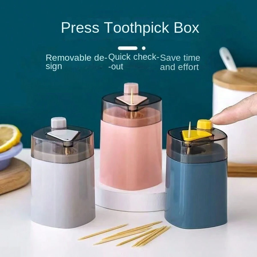 Automatic Pop-Up Toothpick Holder, Made Of PP Material, Household Kitchenware Accessory, Linen Tableware, Desktop Toothpick Jar