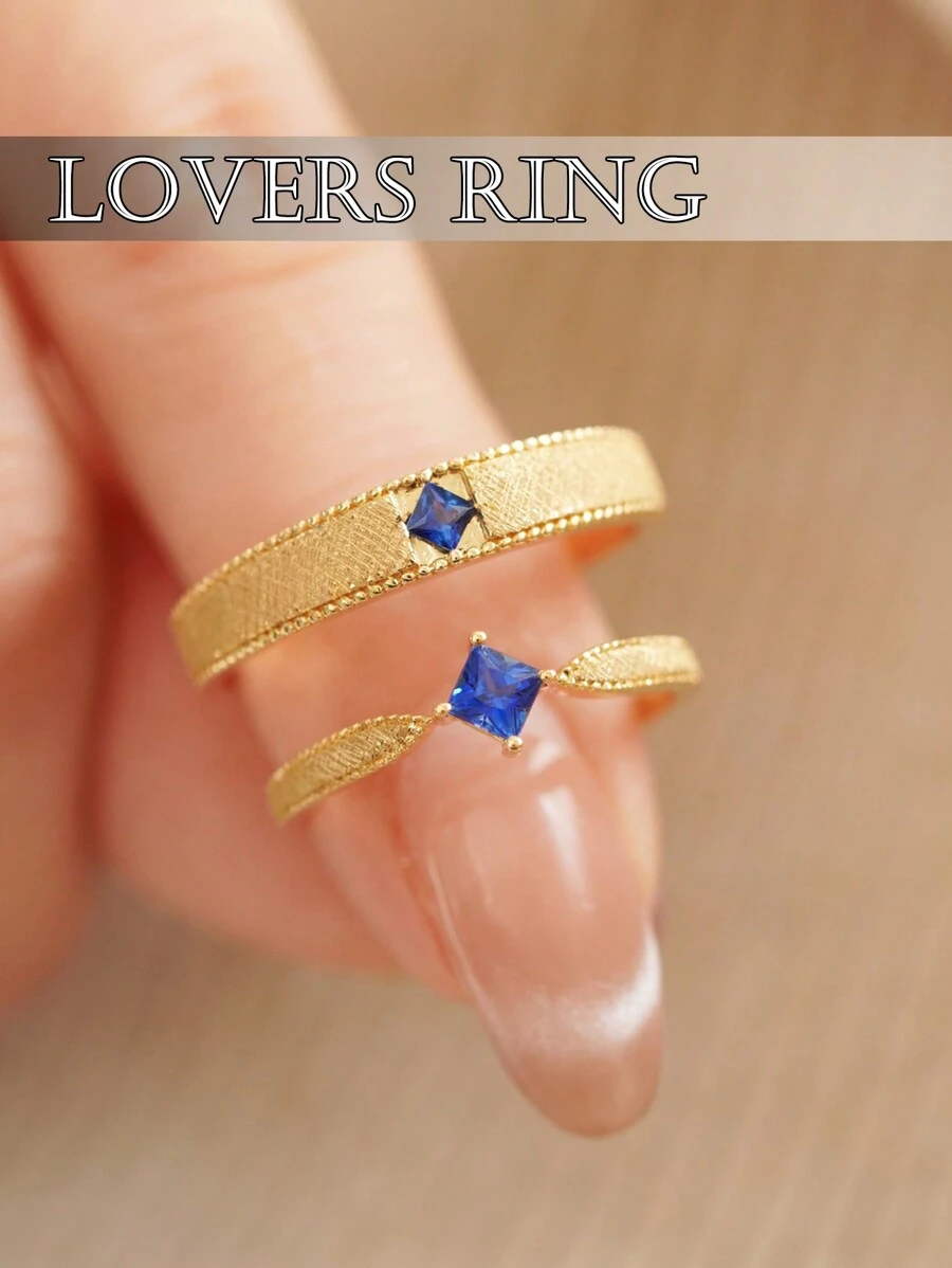 1 pieza Anillo de pareja de plata de ley 925 con diseño de rombo, regalo de San Valentín apto para uso diario de mujeres, joyería de compromiso y boda para San Valentín
