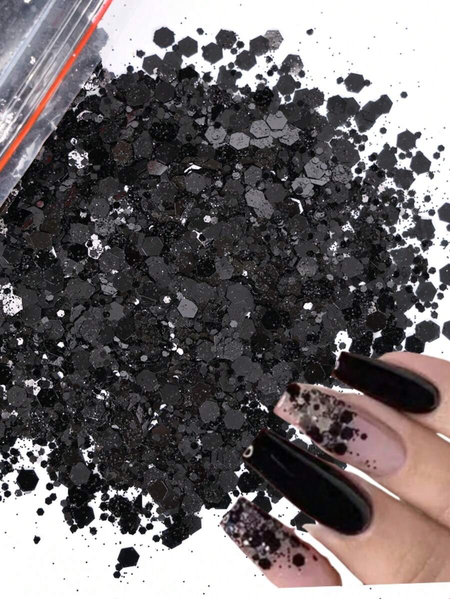 Obsidiaan Chunky Holografische Glitter Nagel Hexagon Pailletten, 1pack 10G Decoratie Polychroom DIY Nail Art Decoratie Nagelbedels Nageljuwelen Nagelbenodigdheden